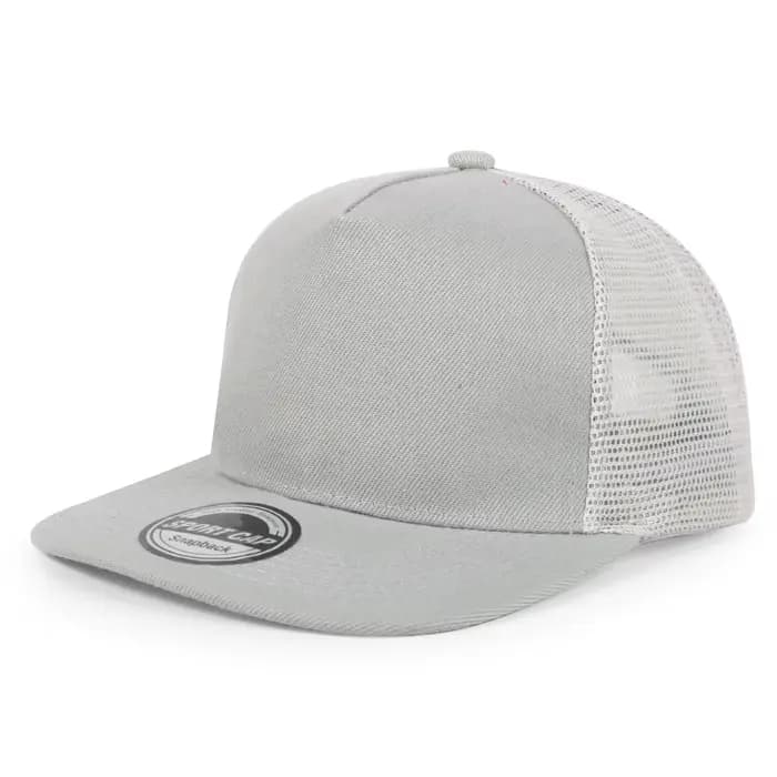 Casquettes en maille à bord plat de couleur unie avec logo imprimé personnalisé