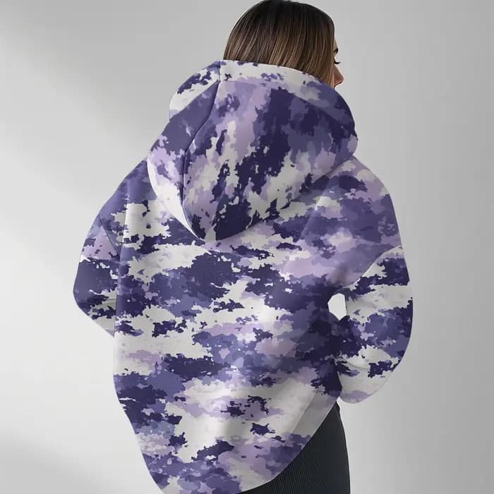 Sweat à capuche surdimensionné à col en v pour femme