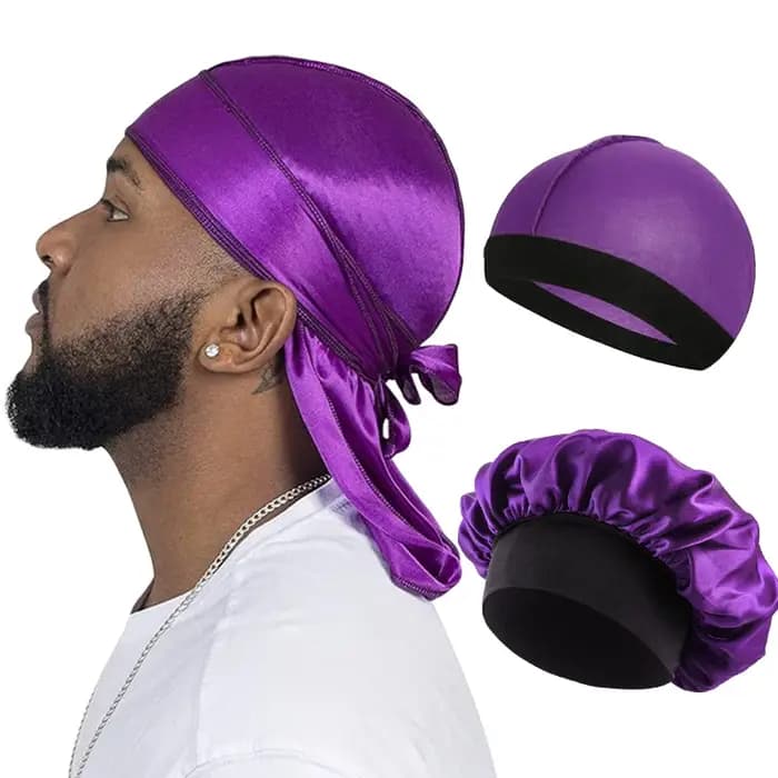 Durag-Turban en Satin Soyeux à Longue Queue pour Homme