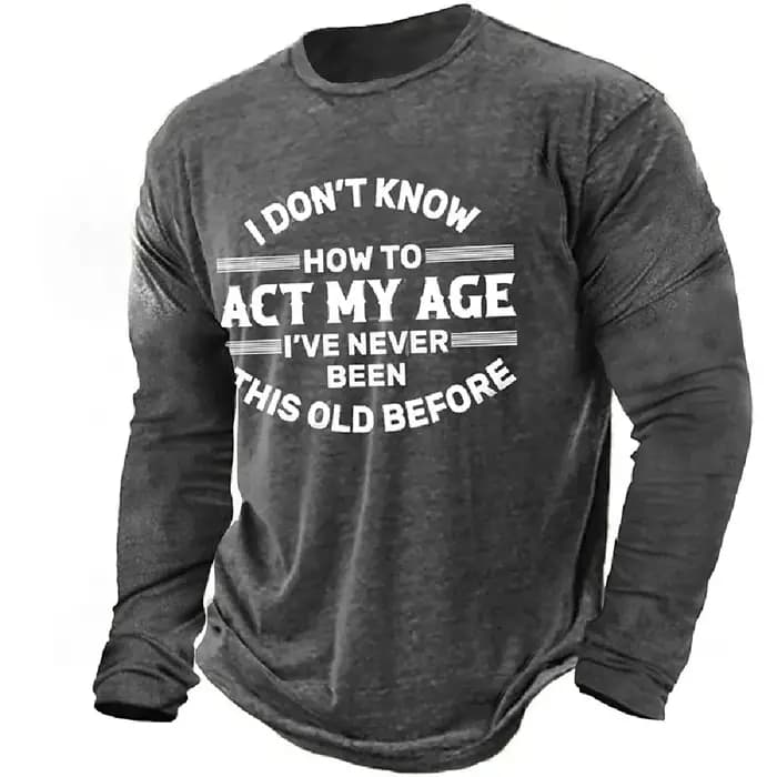 T-Shirts Vintage pour hommes imprimé coton à manches longues t-shirt surzied mode vêtements Streetwear haut décontracté