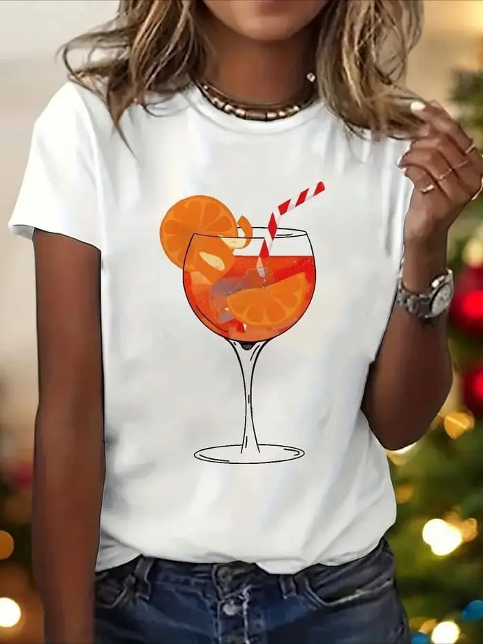 T-shirt à motifs orange pour femmes