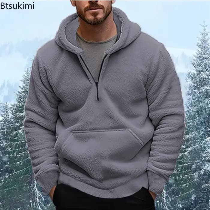 Sweat-shirt à capuche en laine chaude pour homme