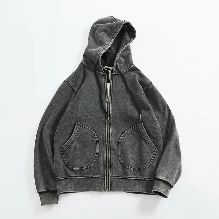Cardigan à capuche en laine de coton rapcotton pour hommes, lavage lourd, vieux, épais, sports, lois