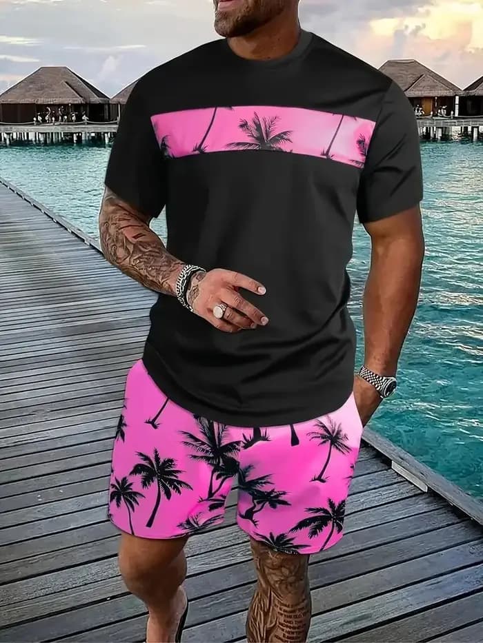 T-shirt d'été décontracté à col rond pour hommes