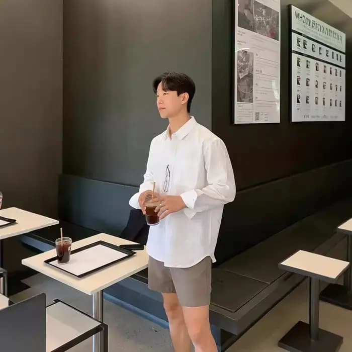 Chemise en coton et lin pour hommes
