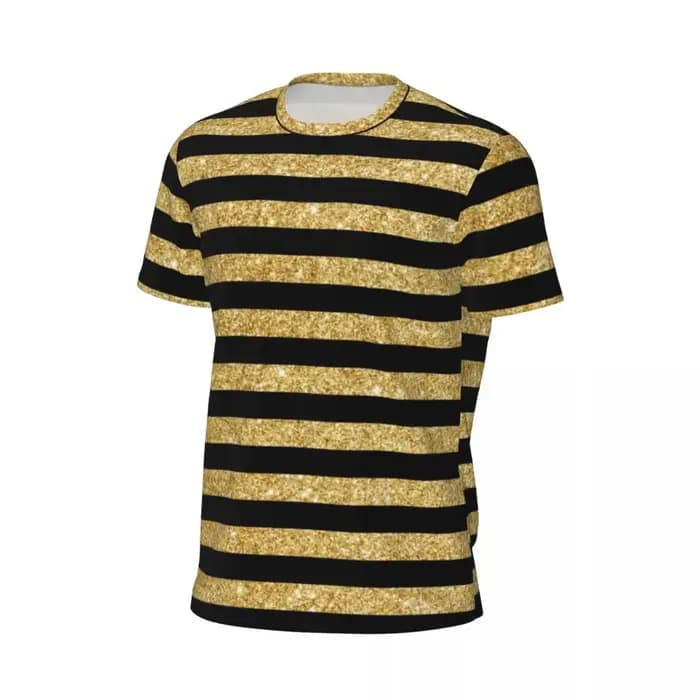Rayures noires motif Gym T-Shirt plage élégant or paillettes esthétique T-Shirts Hip Hop