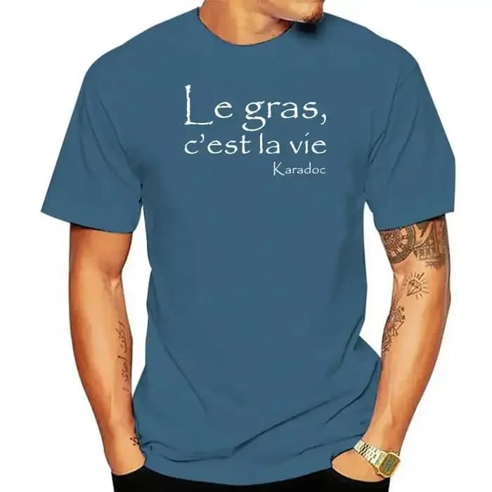 Hommes Kaamelott Karadoc Le Gras CEst La Vie noir t-shirt décontracté mode hommes t-shirt homme T-SH