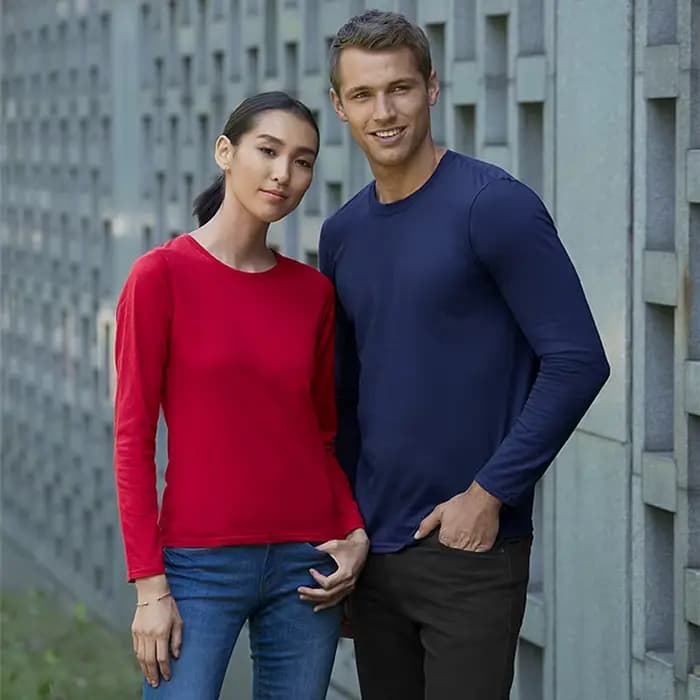 T-shirts à manches longues 100 % coton pour hommes
