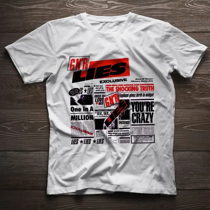 G N'R Lies Guns N' Roses T-shirt vintage, Axl Rose Frank Ferrer Slash Mckagan