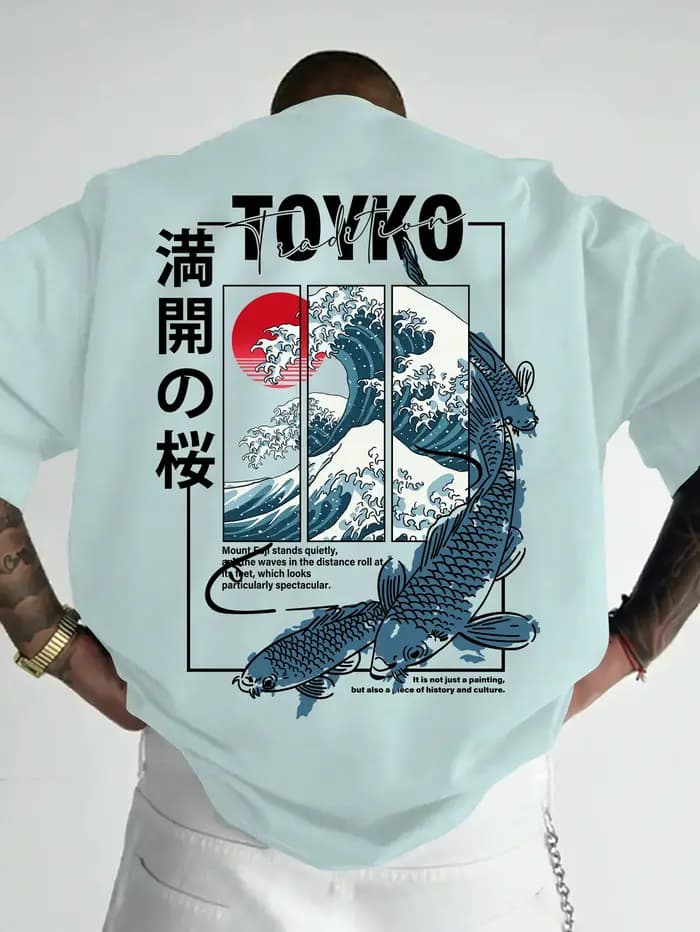 T-shirt pour homme, style japonais