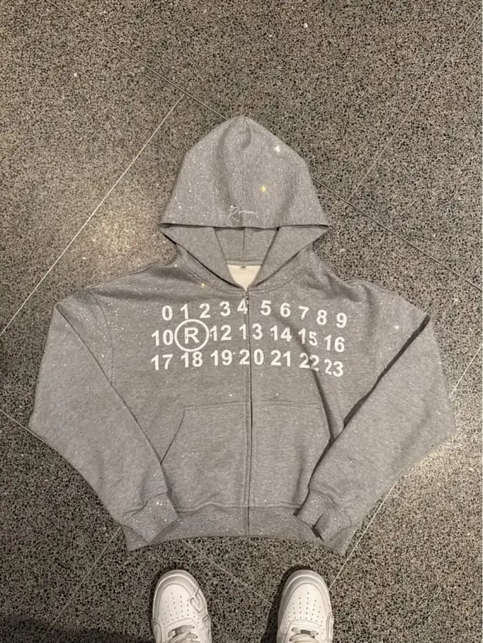 Nouveau sweat à capuche zippé imprimé numérique ciel étoilé diamanté style American High Street pour l'automne 2026