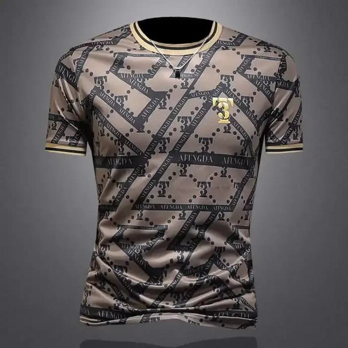 Mode européenne lettre imprimer hommes T-shirt 2025 été tendance col rond haut hommes à manches cour