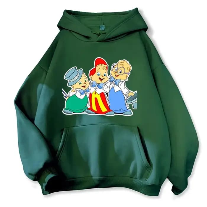 Sweat à capuche de dessin animé doux et confortable Alvin et les Chipmunks vert rouge bleu marine