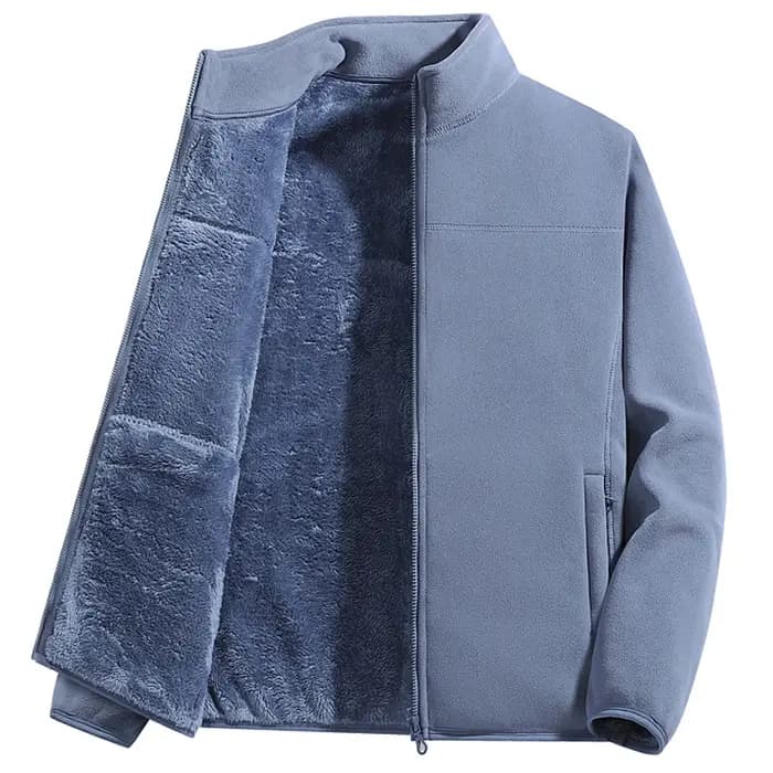 Veste polaire pour hommes hiver coupe-vent col montant manteau fermeture éclair thermique laine doublée manteaux