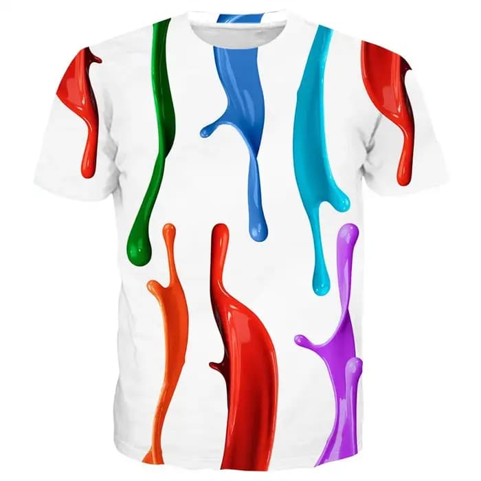 T-shirt à motifs pigmentés pour hommes, t-shirts imprimés en 3D colorés, décontractés, surdimensionnés, col rond, manches courtes, pour l'été