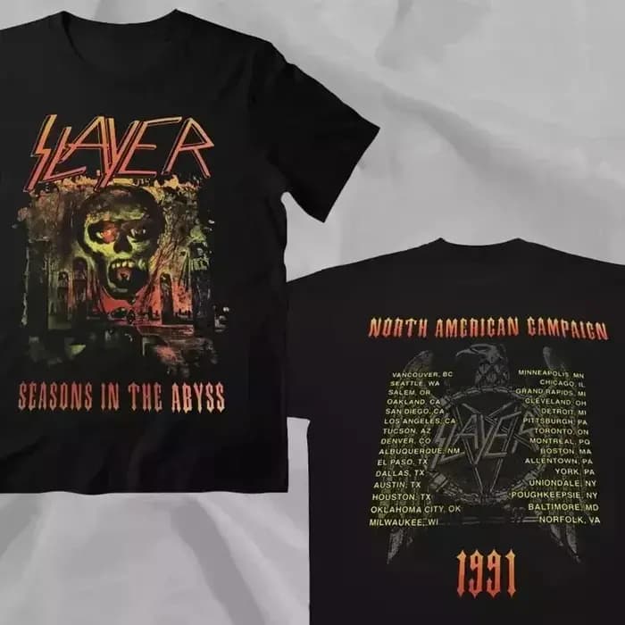 SLAYER T-shirt imprimé hommes surdimensionné Y2k rétro rue Hip Hop