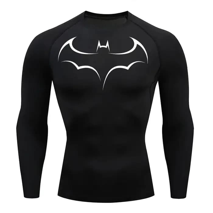 T-shirt de compression moulant pour homme à imprimé chauve-souris