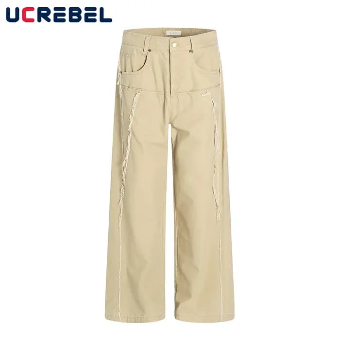 Pantalon Cargo épissé à bords bruts pour hommes