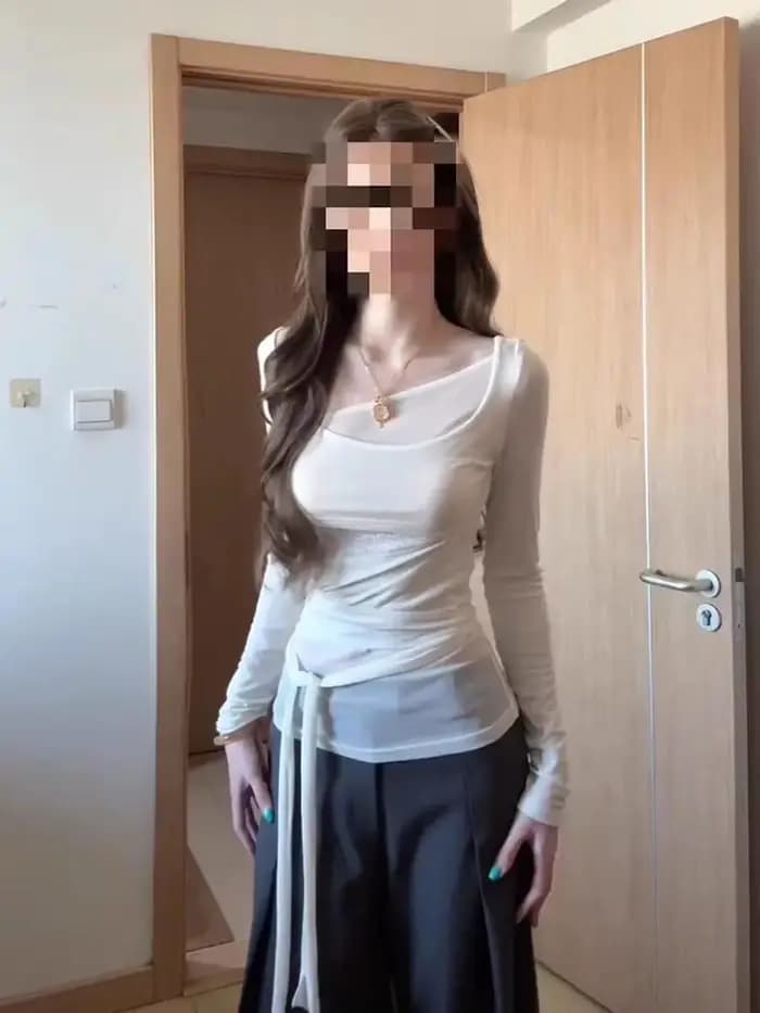 Nouveau design 2025 – T-shirt blanc à manches longues pour femme