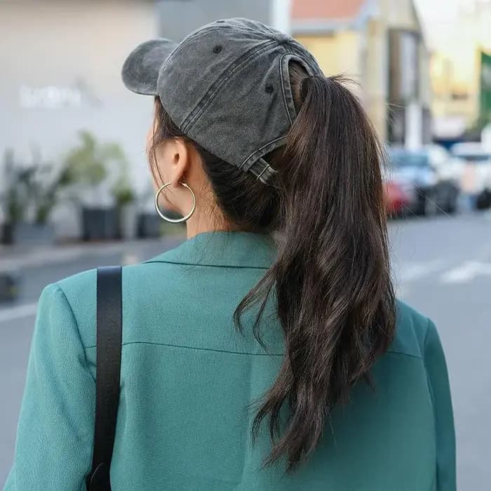 Casquette de baseball à queue de cheval haute pour femme