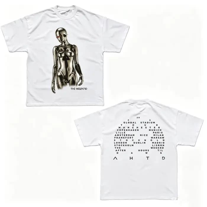 T-shirt The Weeknd After Hours Til Dawn Tour Europe 2026 100% Coton Homme Femme Streetwear Populaire Décontracté Hauts Décontractés