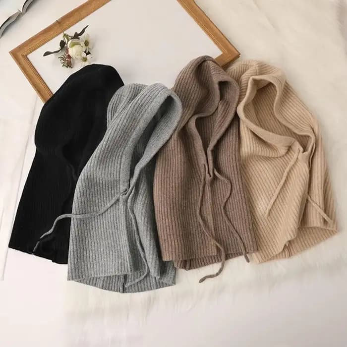 Casquettes à capuche tricotées hiver cagoule chapeaux une pièce col bonnets casquette femmes Style coréen extérieur
