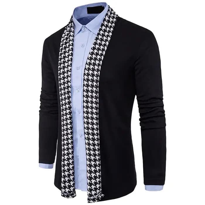 Cardigan noir pour hommes printemps automne mode tricot décontracté vêtements de marque masculin manteau