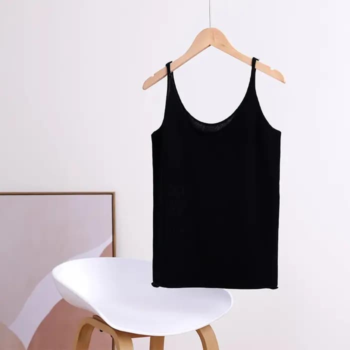 Camis femmes printemps été coton sans manches tricoté chemises à fond col en v