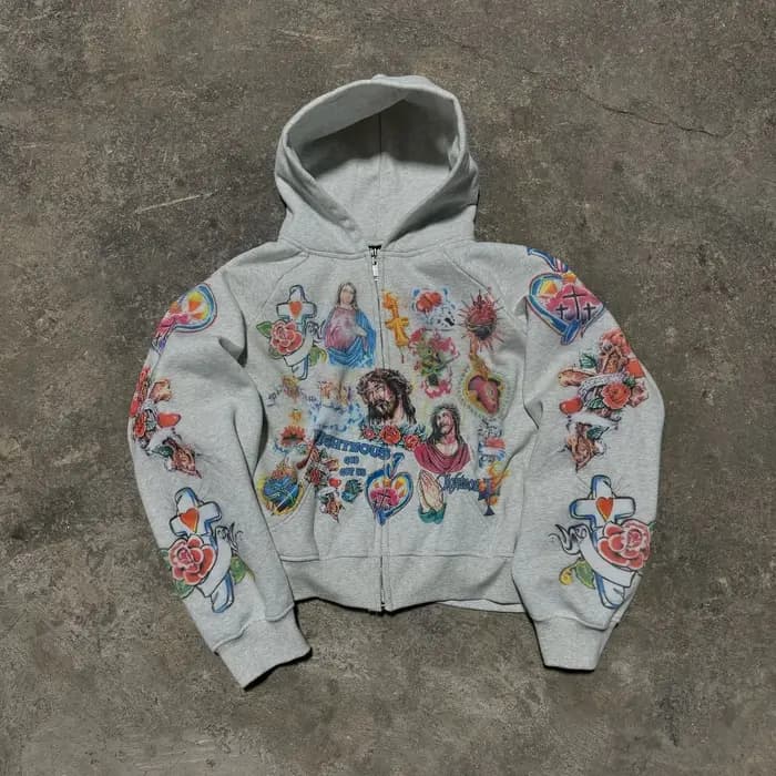 2025 rue vêtements de sport motif rétro sweat à capuche imprimé tempérament ample hommes