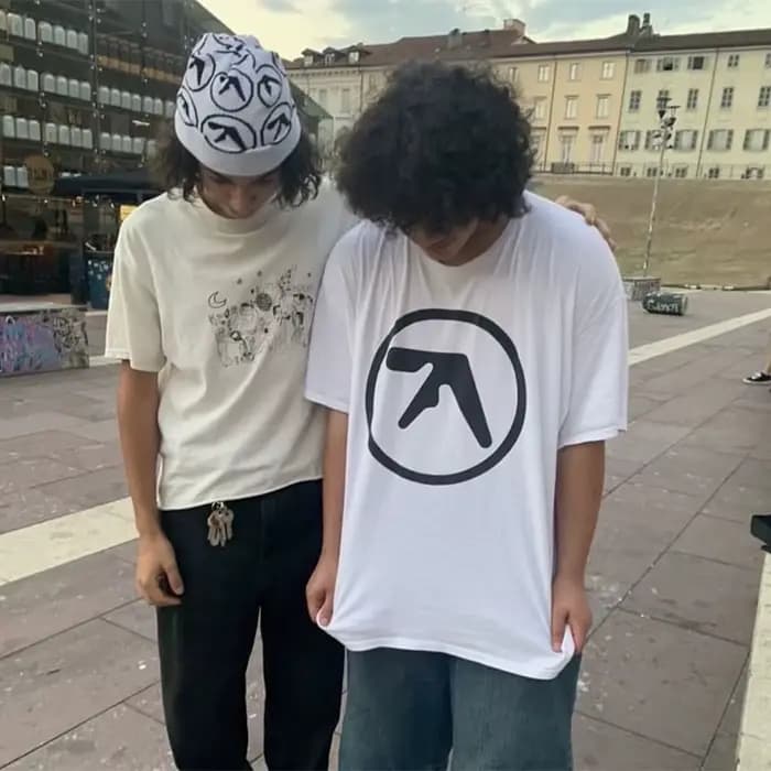 T-Shirt homme Aphex Twin chemise 100% coton imprimé surdimensionné Y2k t-shirts streetwear à manches
