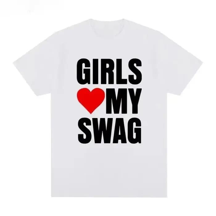T-shirt d'été à manches courtes 'Girls Love My Swag' style américain