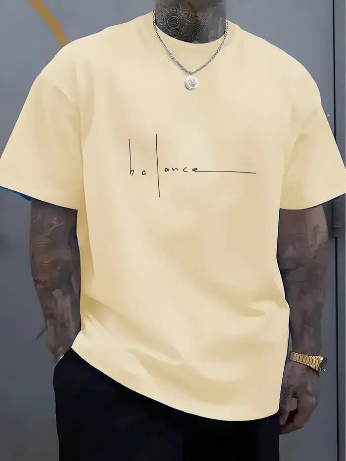 T-shirt imprimé pour homme - 100% coton - Motif lettres