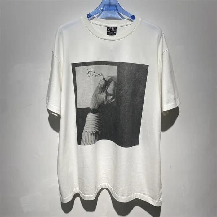 T-shirt vintage SAINT avec photo rétro en noir et blanc pour hommes et femmes, t-shirt en tissu épai