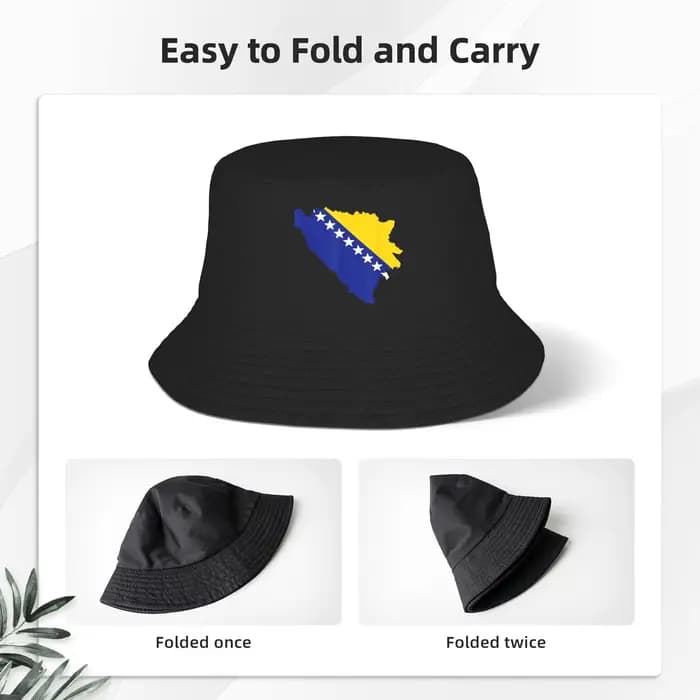 Casquettes Bob d'été avec drapeau et carte de Bosnie-Herzégovine pour hommes et femmes
