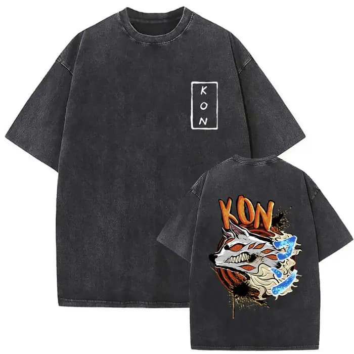 Anime tronçonneuse homme Vintage lavé T-shirt Hayakawa Aki invocation Kon Fox diable graphique T-shirts hommes femmes