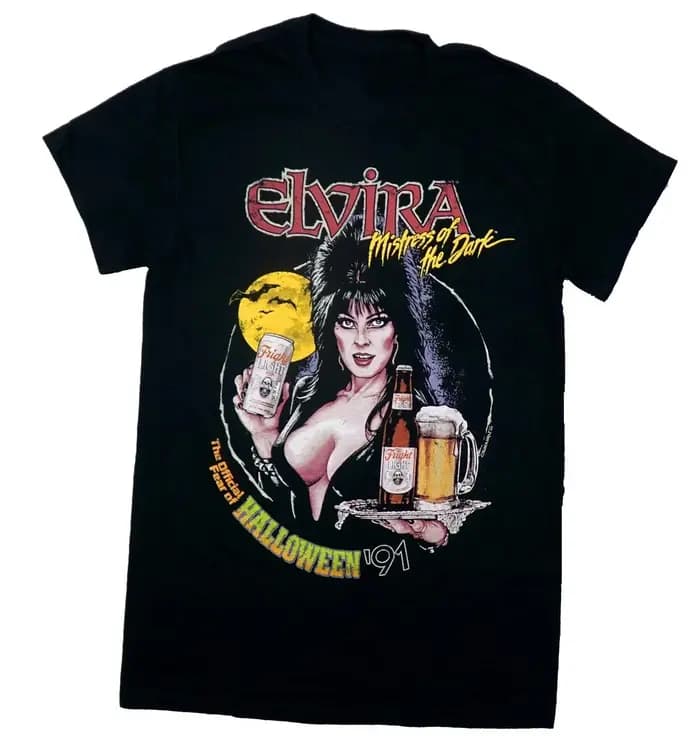 T-shirt noir Elvira Mistress, film d'horreur des années 1990, nouvelle collection été 2026, T-shirt