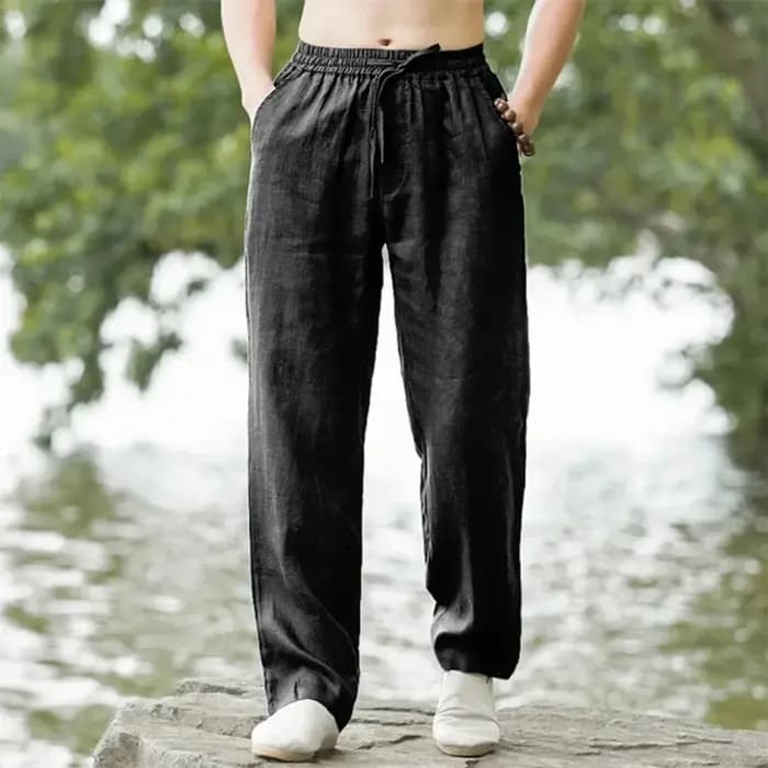 Nouveaux pantalons de plage pour hommes Joggers mode coton lin