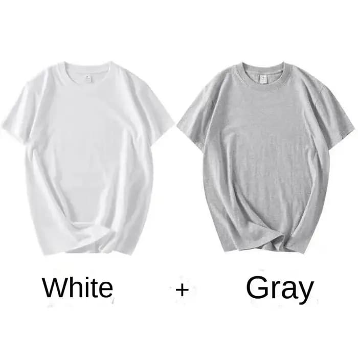 2 pièces 100% coton solide t-shirts hommes et femmes à manches courtes blanc