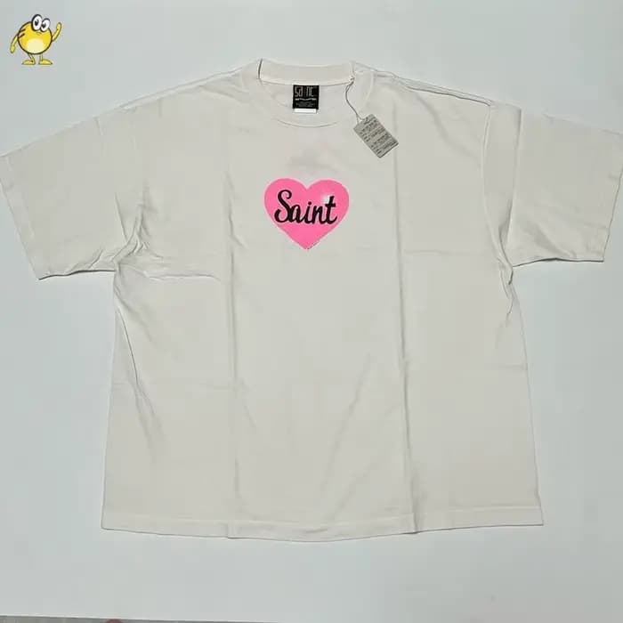 T-shirt Rétro Saint de Bonne Qualité pour Homme et Femme, Effet Délavé, Impression Vieillie, Manches