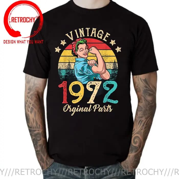 T-Shirt Vintage pour hommes et femmes, coupe cintrée, rétro, fait en 1972, cadeau d'anniversaire 50