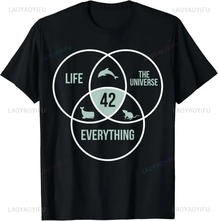 Vie l'univers et tout 42 réponse à la vie T-Shirt Streetwear manches courtes décontracté mode ample homme