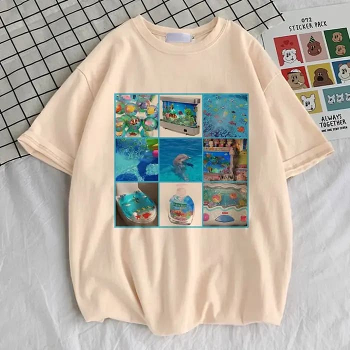 Frutiger Aero t-shirt fille graphique confortable gothique années 80 Pastel respirant