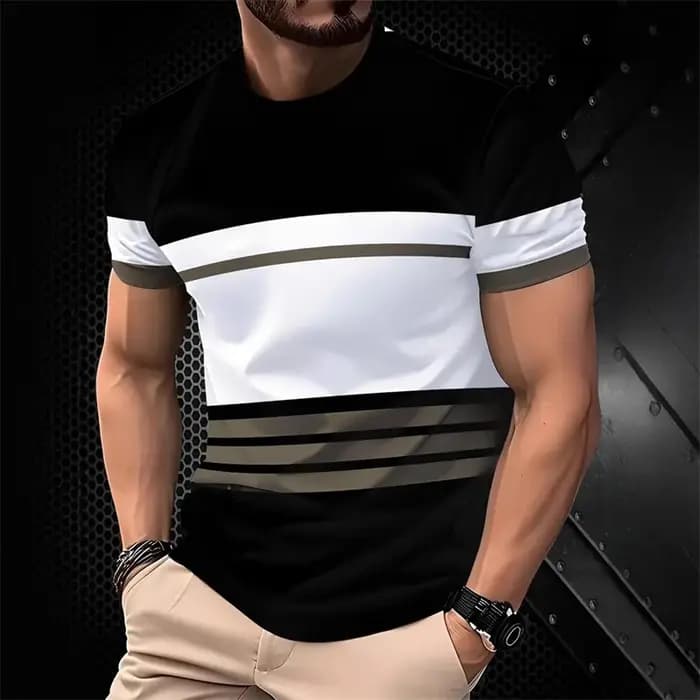 Nouveaux T-shirts graphiques rayés 2026 pour hommes – Mode estivale