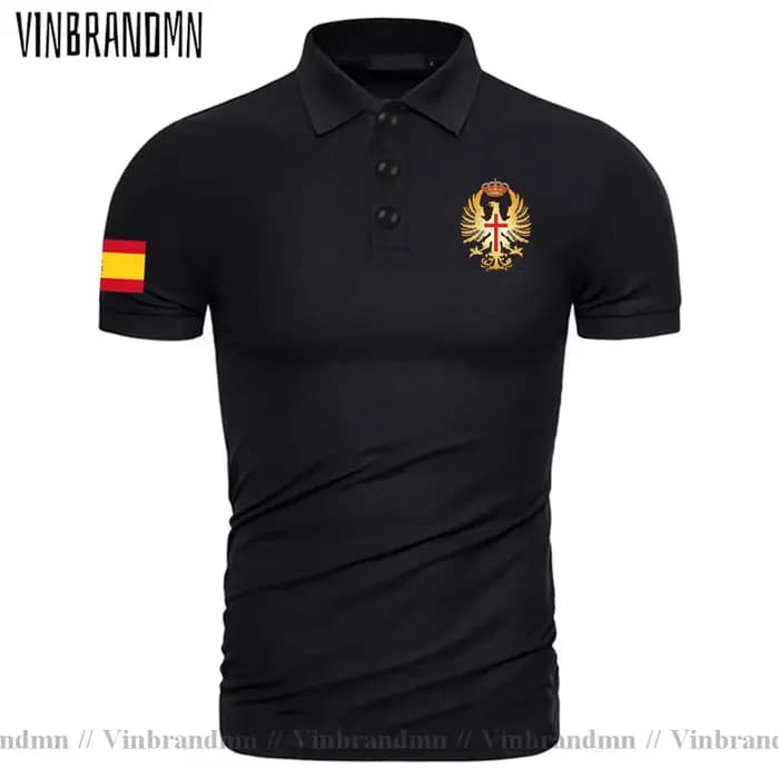 Armée royaume d'espagne Espana ESP espagnol Spaniard hommes coton été coupe ajustée à manches courtes couleur unie polos t-shirts de mode