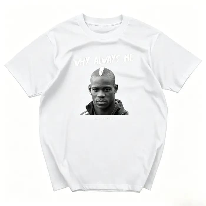 T-shirt d'été pour hommes Mario Balotelli avec impression de portrait et inscription « Why Always Me »