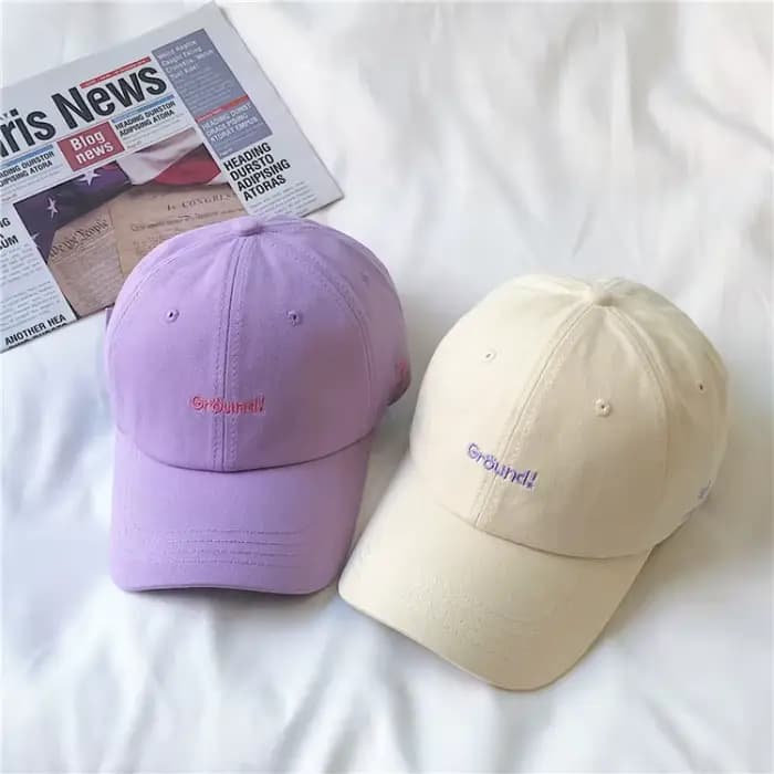 Casquette de baseball beige de style coréen pour femmes et hommes - Été lettre broderie rue Snapback chapeau de soleil étudiant décontracté capote unisexe