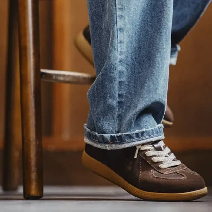 Chaussures de sport classiques Maden en cuir marron
