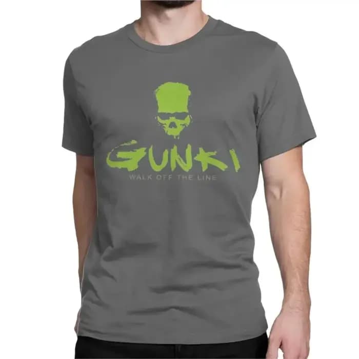 Gunki-T-shirt à manches courtes et col rond en pur coton pour homme et femme