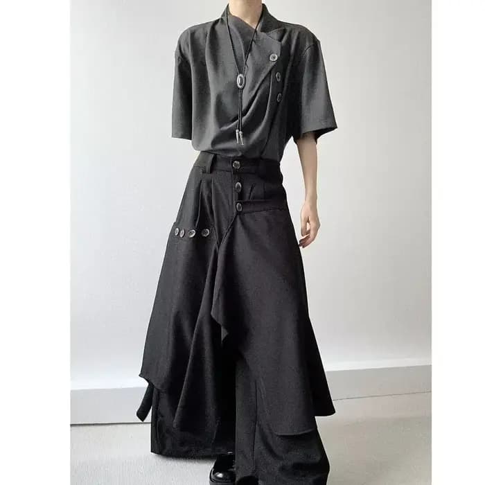 Pantalon Baggy Hakama à jambes larges pour hommes et femmes