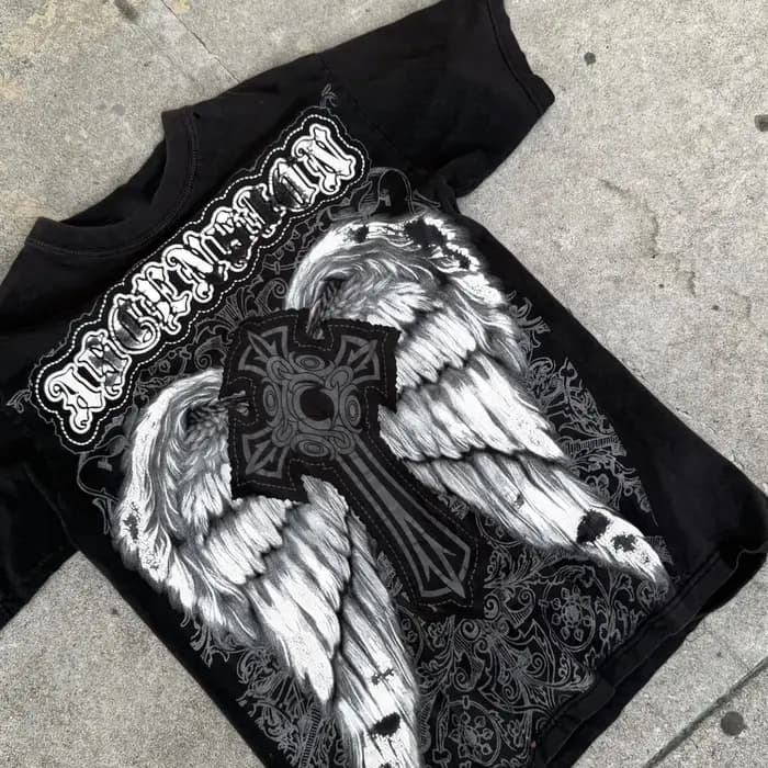 Classique Y2K Style gothique T-shirt imprimé surdimensionné